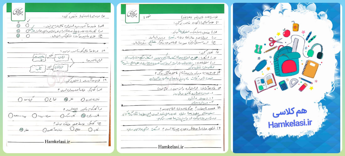 نمونه سوال علوم پنجم درس پنجم